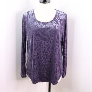 Simply Vera Wang Women’s L Purple Velour Burnout Animal Print Top